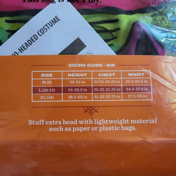 Halloween Costume Kids Stuffable Two Headed Skeleton Hyde And Eek Large 10-12 - Picture 4 of 9